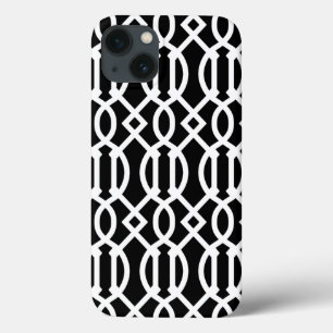 iPhone 13 Coque Motif Trellis moderne noir et blanc