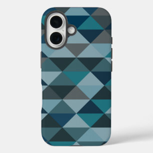 Coque Pour iPhone 16 Motif triangle géométrique en dégradé bleu