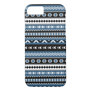 Coque iPhone 8/7 Motif tribal aztèque/noir bleu de blanc gris