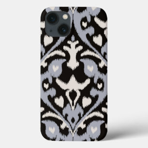 Coques Pour iPhone Motif tribal de ikat noir gris moderne