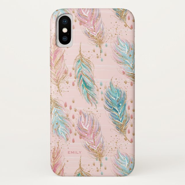 Coques Case-Mate iPhone Motif tribal de plumes de Boho de parties (Dos)