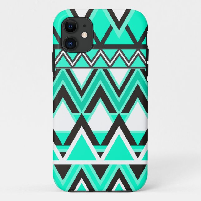 Coques Case-Mate iPhone Motif tribal de turquoise (Dos)