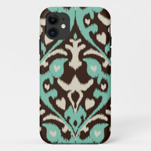 Coque iPhone 11 Motif tribal de turquoise d'ikat audacieux moderne