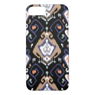 Coque iPhone 7 Motif tribal d'ikat foncé moderne chic