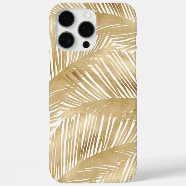 Coques Case-Mate iPhone Motif Tropical de feuille d'or moderne (Verso)