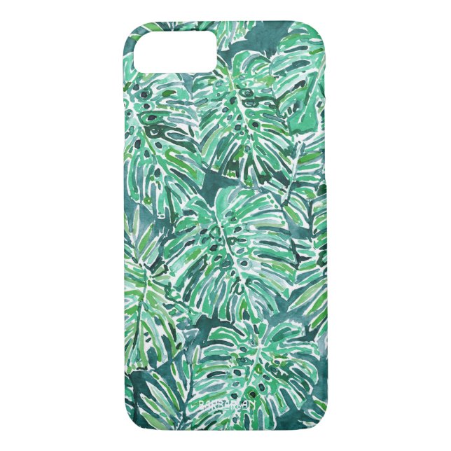 Coques Case-Mate iPhone Motif tropical de Monstera de vert de VIBRAPHONE (Dos)