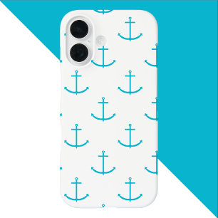 Coque Pour iPhone 16 Motif Turquoise Ancre
