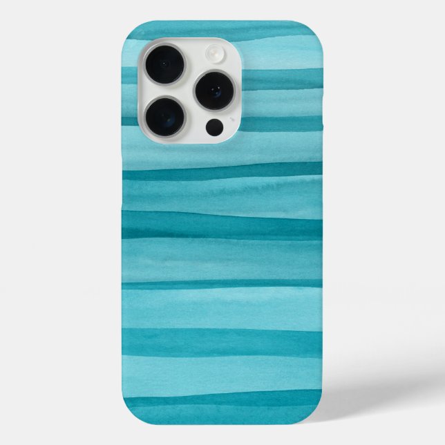 Coques Case-Mate iPhone Motif turquoise de lignes d'aquarelle Abstraite bl (Verso)