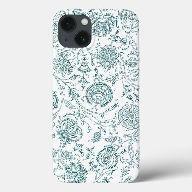 Coques Case-Mate iPhone Motif turquoise et blanc (Verso)
