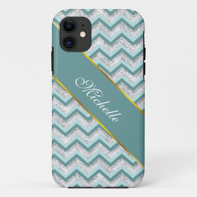 Coques Case-Mate iPhone Motif turquoise et Crystal Zigzag (Dos)
