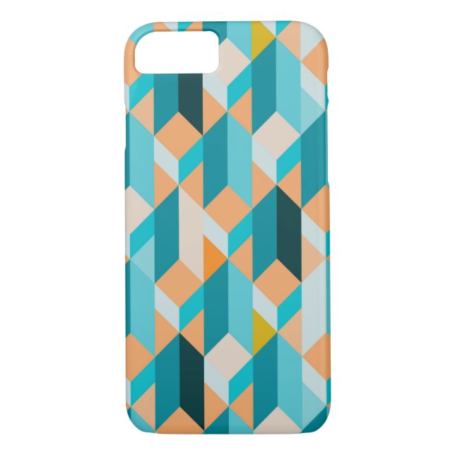 Coques Case-Mate iPhone Motif turquoise et orange de formes (Dos)