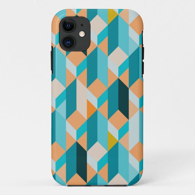 Coques Case-Mate iPhone Motif turquoise et orange de formes (Dos)