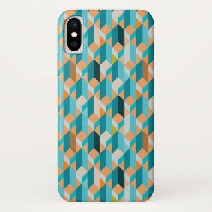 Coque iPhone X Motif turquoise et orange de formes
