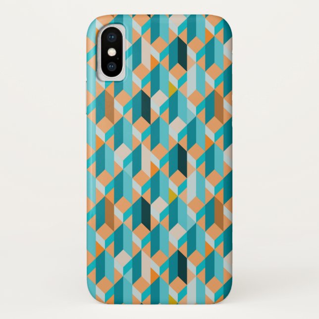 Coques Case-Mate iPhone Motif turquoise et orange de formes (Dos)