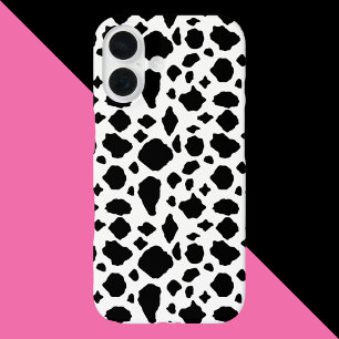 Coque Pour iPhone 16 Motif vache noir et blanc