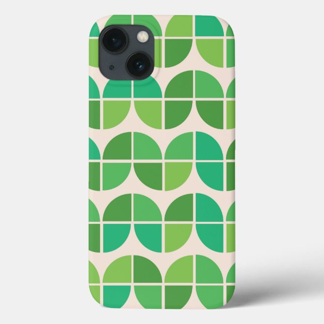 Coques Case-Mate iPhone Motif vert géométrique Abstrait du milieu du siècl (Verso)