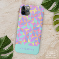 Motif Vert Menthe Violet Bleu Rose Milieu du XXe S