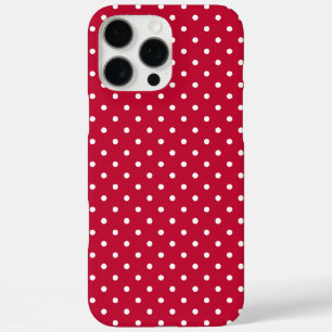 Coques iPhone 16 Pro Max Motif vibrant à pois rouges et blancs