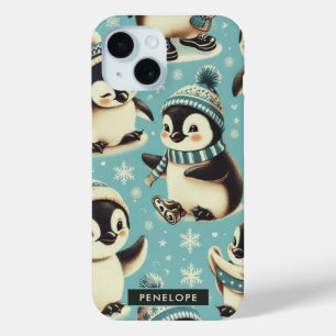 Coque Pour iPhone 15 Motif vintage Cute Penguin
