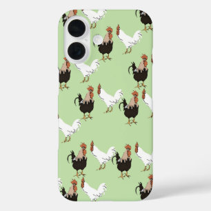 Coque Pour iPhone 16 Motif vintage de poulet Barnyard sur vert