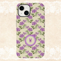 Motif violet doux sur jaune pâle avec initial