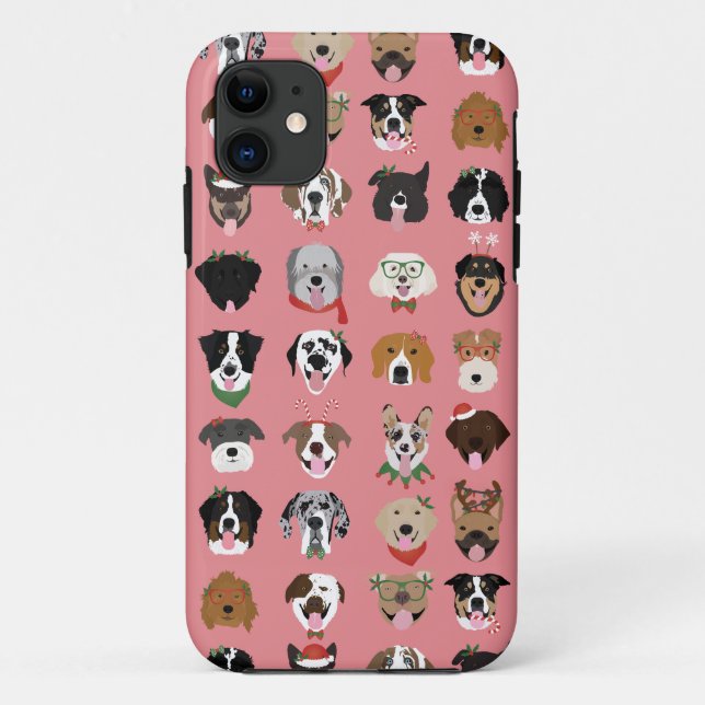 Coques Case-Mate iPhone Motif visage chien de Noël (Dos)