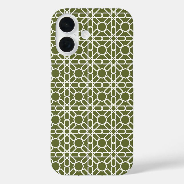 Coques Case-Mate iPhone Motif Zellige marocain vert et blanc (Verso)