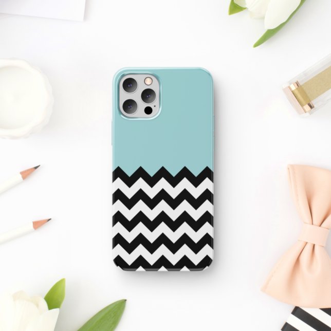 Coques Case-Mate iPhone Motif Zigzag noir et blanc, Chevron, Bleu (Créateur téléchargé)