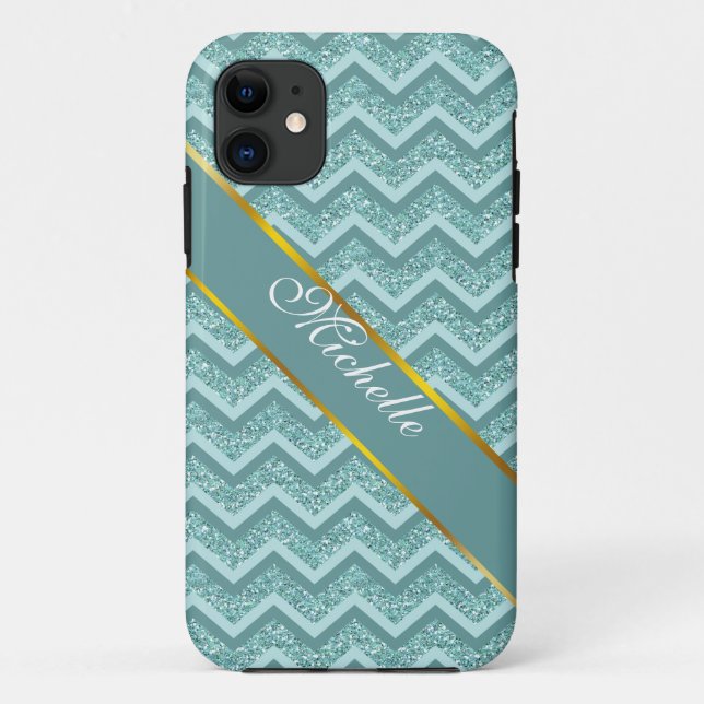 Coques Case-Mate iPhone Motif ZigZag Parties scintillant Turquoise (Dos)