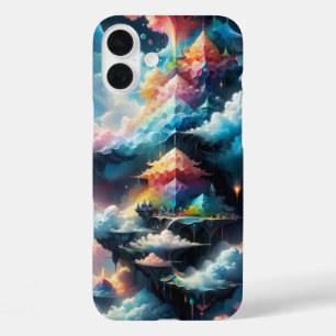 Coques iPhone 16 Plus Motifs de nuages de rêve avec des bleus et des ros