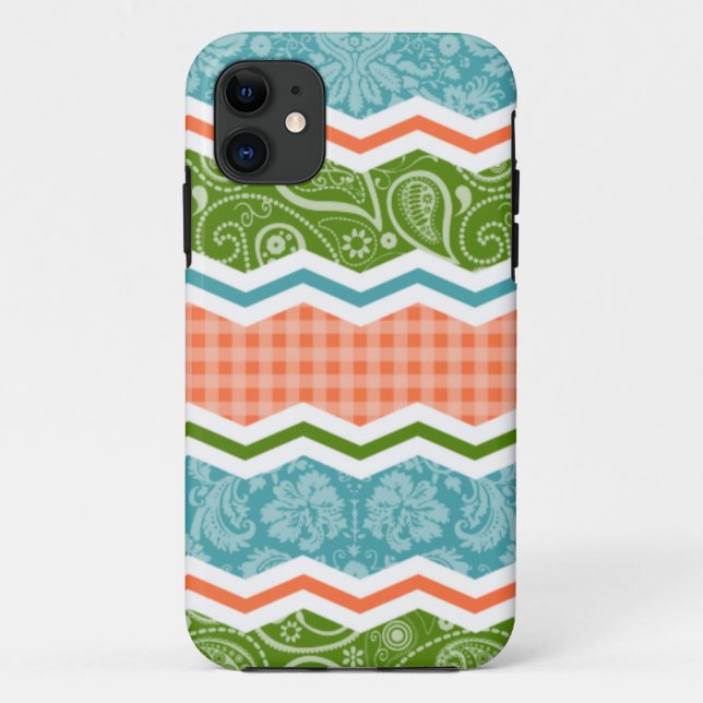 Coques Case-Mate iPhone Motifs de pays bleu, vert et orange (Dos)