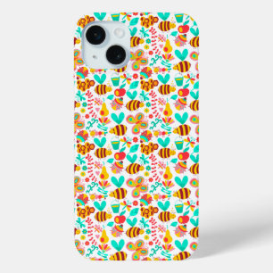 Coque iPhone 15 Mini Motifs d'insectes colorés mignons