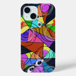 Coque Pour iPhone 15 Motifs géométriques abstraits surréalistes avec de