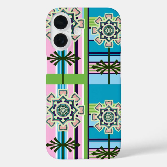 Coques Case-Mate iPhone Motifs géométriques rétro et fleurs imaginaires