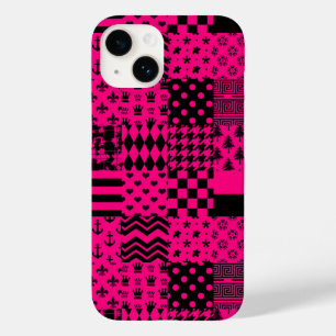 Coque Pour iPhone 14 Motifs mélangés rose noir