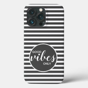 Case-Mate iPhone Case Motivation Citation Good Vibes Only Rayures Grises