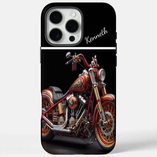 Coques Case-Mate iPhone Moto personnalisé en rouge et or (Verso)