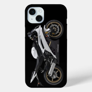 Coque iPhone 15 Mini Moto Yamaha Yzf-R6 blanc