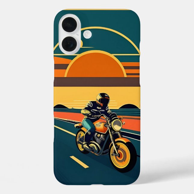 Coques Case-Mate iPhone Motocycliste retro stylisé en coucher Pittoresque  (Verso)