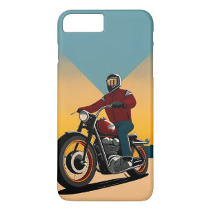 Case-Mate iPhone Case Motocycliste retro stylisé en coucher Pittoresque 