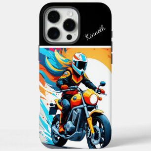 Coques iPhone 16 Pro Max Motorcycle Rider at Sunset