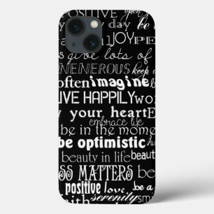 iPhone 13 Coque Mots Inspirants Noir Blanc