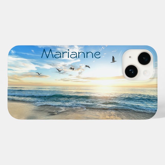 Coques Case-Mate iPhone Mouettes de plage du matin (Verso (horizontal))