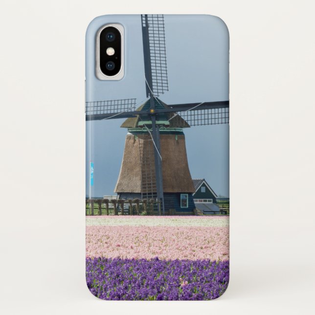 Coques Case-Mate iPhone Moulin à vent traditionnel avec les fleurs roses (Dos)