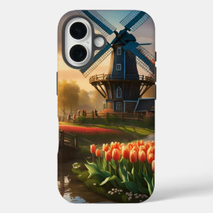 Coque Pour iPhone 16 Moulin à vin en Pays-Bas Campagne par Rivière avec