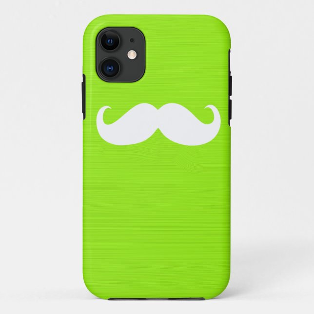 Coques Case-Mate iPhone Moustache blanche amusante sur Arrière - plan vert (Dos)