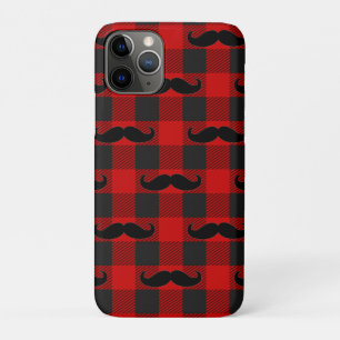 Case-Mate iPhone Case Moustache Buffalo Plaid Motif noir et rouge