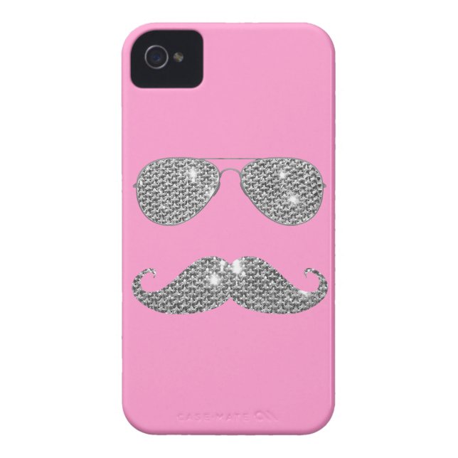 Coques Case-Mate iPhone Moustache drôle de diamant avec des verres (Dos)