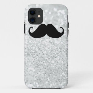 Coque iPhone 11 Moustache et étincelle noires drôles Bling de