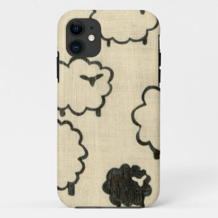 Coque Case-Mate Pour iPhone Moutons blancs et noirs sur l'arrière - plan crème